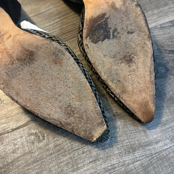 Manolo Blahnik Pointed Toe Mules Heels size 37 1/2 - Picture 6 of 7